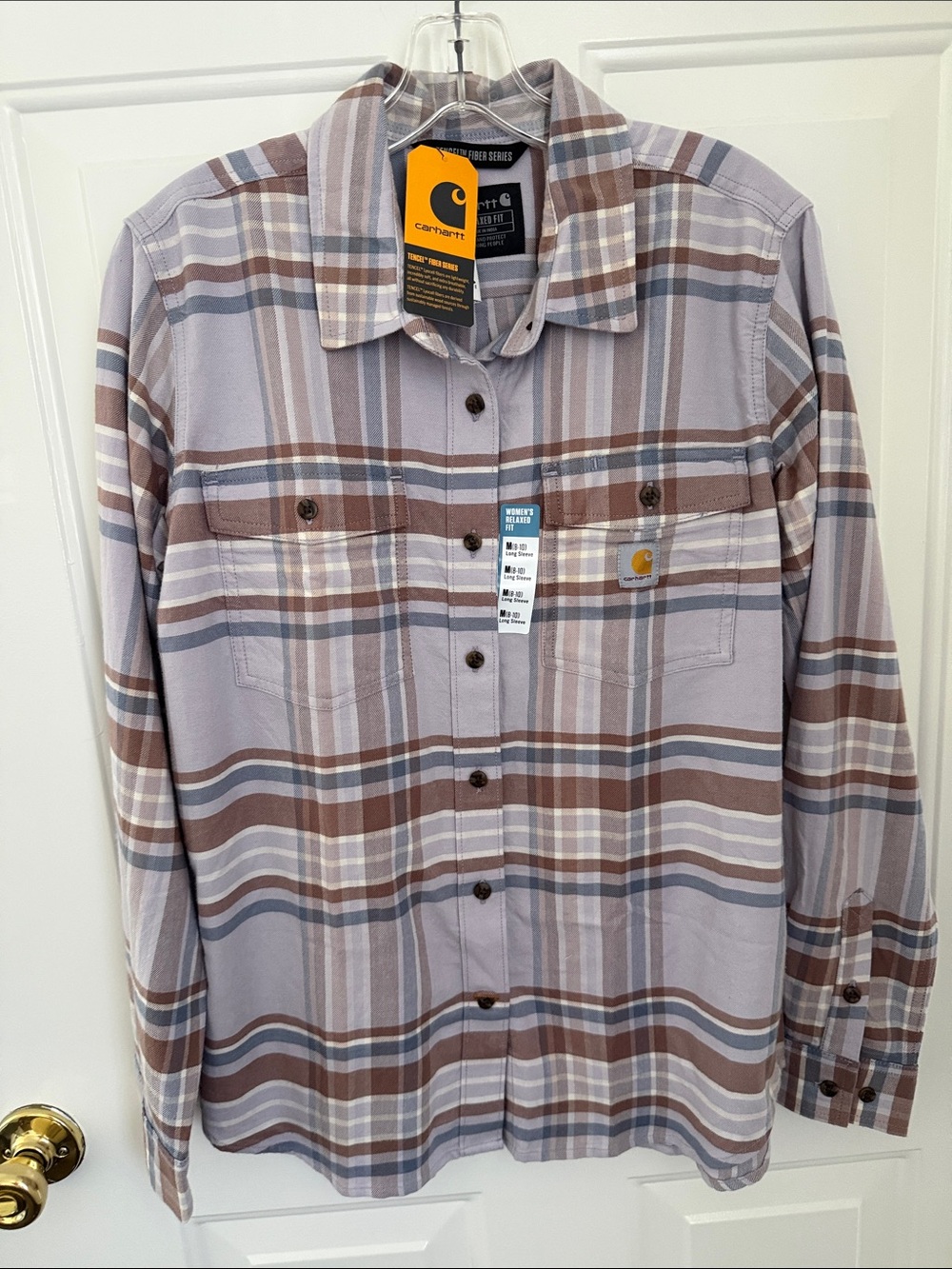 Carhartt Women’s Tencel Fiber Relaxed Fit Plaid Button Up Shirt - Size Medium